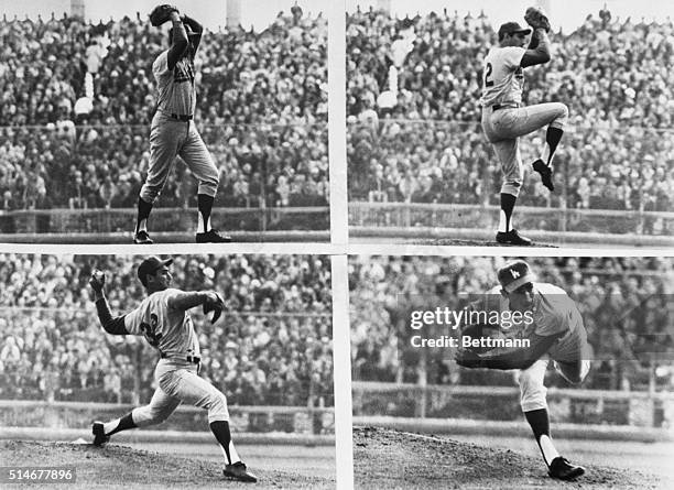 Metropolitan Stadium Baseball's premier hurler, Sandy Koufax of Dodgers goes through his motions against Minnesota Twins enroute to a 3-hit shutout,...