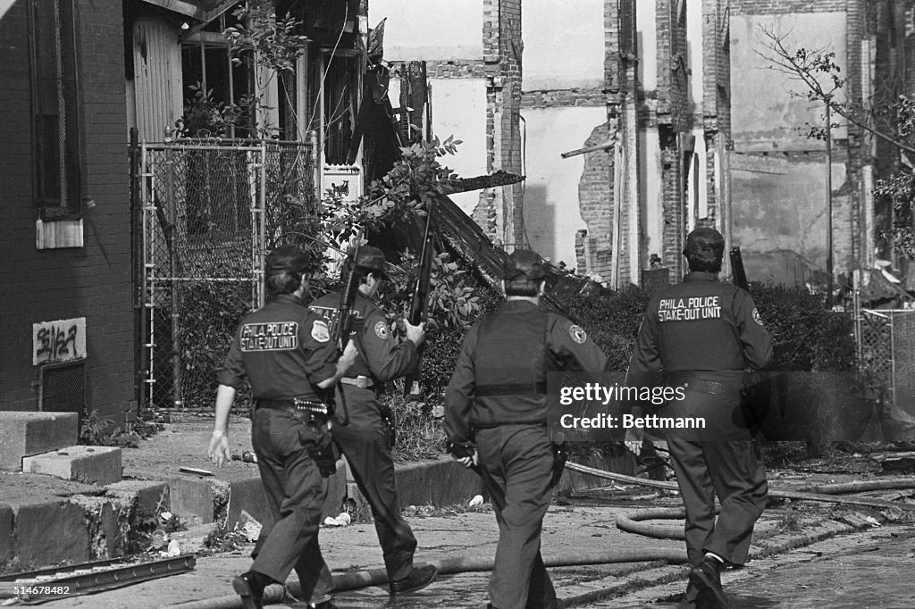 Philadelphia Police In Bombed Neighborhood