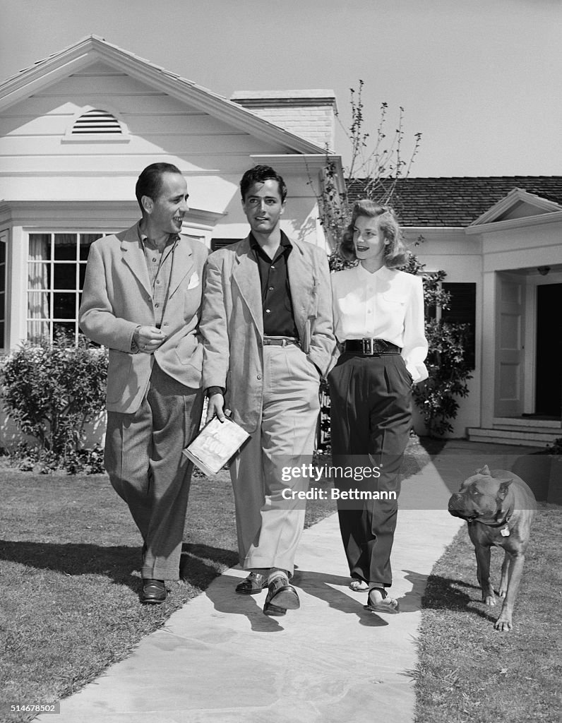 Humphrey Bogart, John Derek and Lauren Bacall