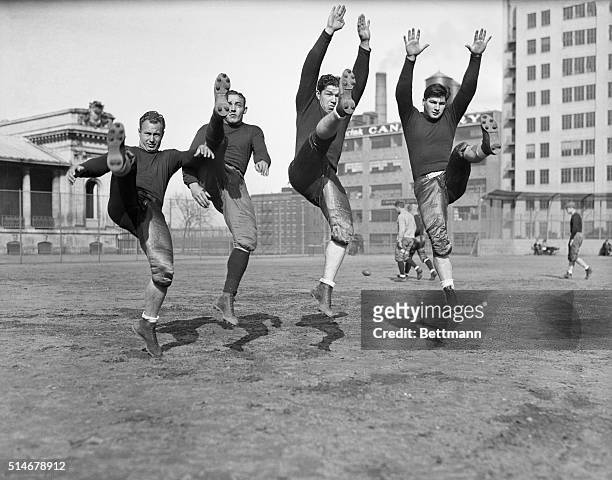 Members of the Green Bay Packers football team practice kicking at DeWitt Clinton Park in preparation for their game against the New York Giants on...