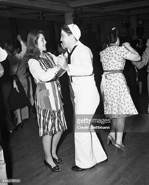 New York, NY: Scene at New York's famous Stage Door Canteen, where the great and small of show business entertain service men under the auspices of...