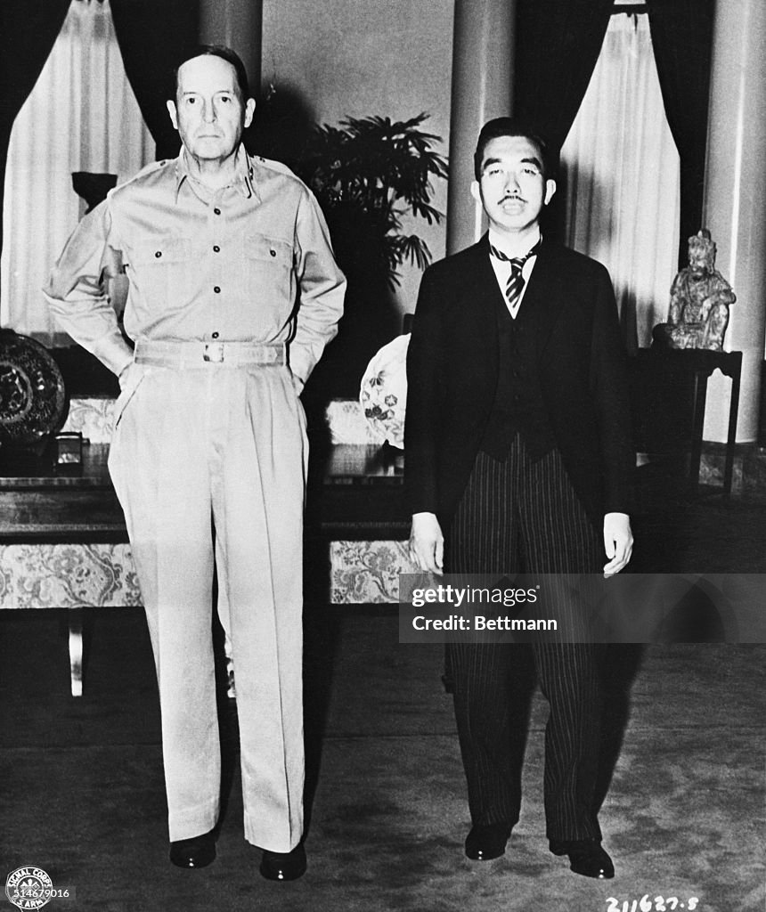 Hirohito and MacArthur Meet in the US Embassy in Tokyo