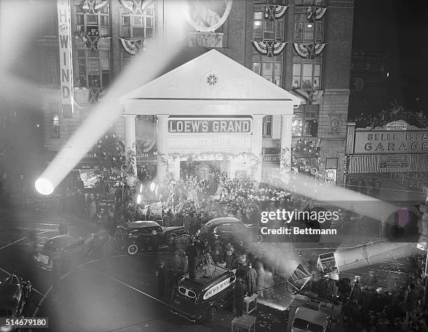 Atlanta, GA: This, movie fans, is the long-awaited world premiere of "Gone With The Wind," at the Loew's Grand Theater here. Prettied up for the...