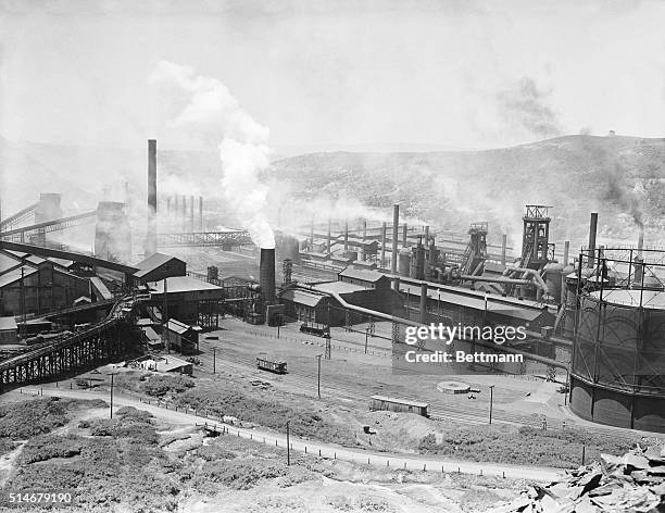 Johnstown, Pennsylvania: Here is a general view of the Johnstown, PA., plant, of the Bethlehem Steel Corp., another of the fronts in the battle...