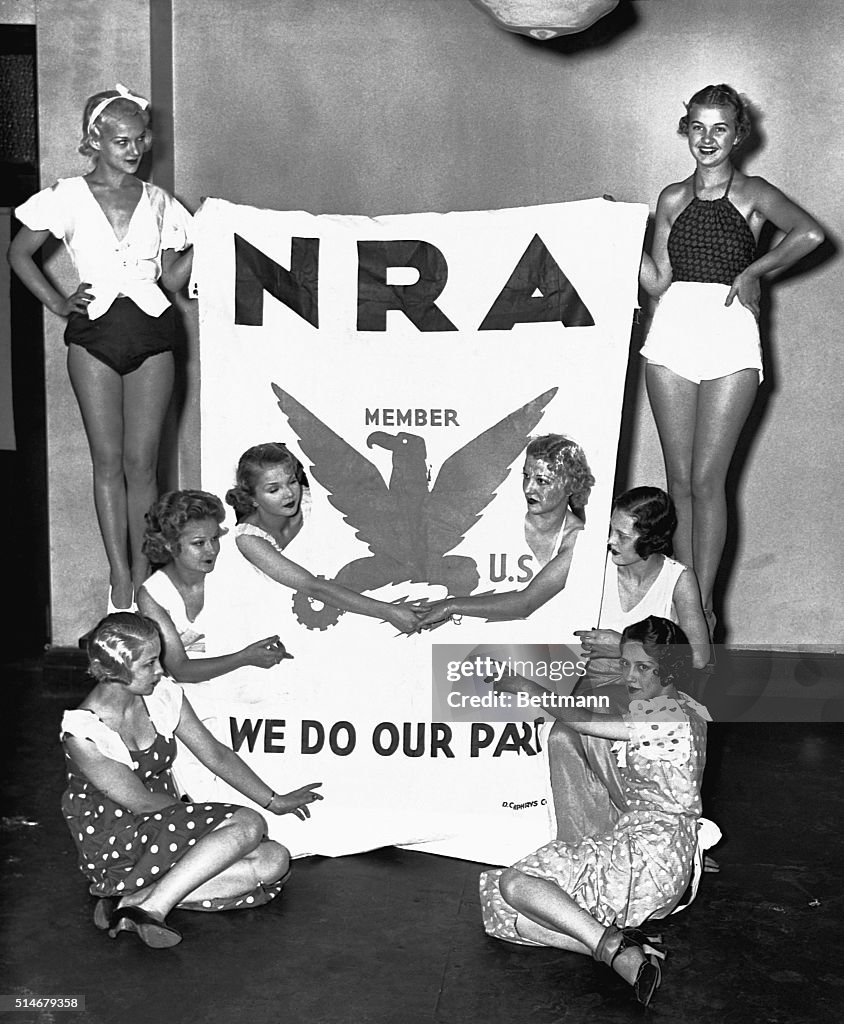 Dancers Holding New Deal Banner