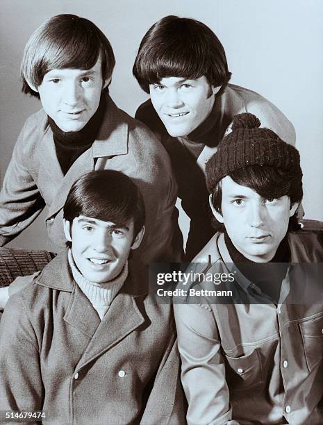 "The Monkees" singing group. Top: Peter Tork and Mickey Dolenz. Bottom: David Jones and Mike Nesmith. 1966