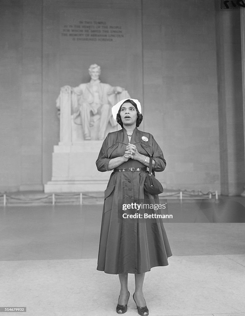 Marian Anderson Singing at the Lincoln Memorial.