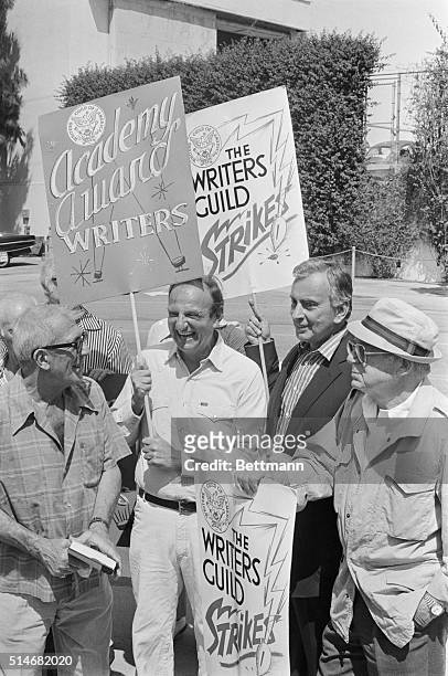 The Screen Writers Guild Strike of 1981 brought motion picture and television production very nearly to a halt. Several famous writers are shown here...