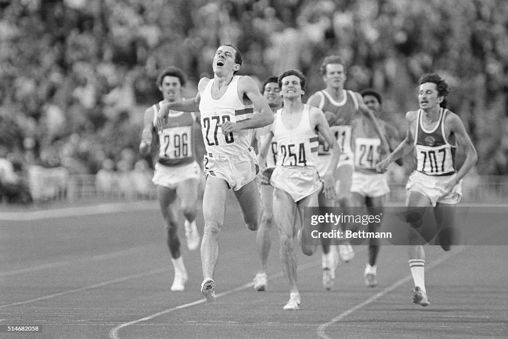 Steve Ovett (279) Crosses Track Finish
