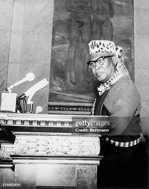 Zulu chief Albert John Lutuli accepts the Nobel Peace Prize of 1960 for leading the African National Congress in its struggle against apartheid in...