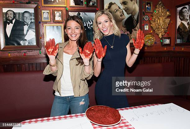 Drita D'Avanzo and Brittany Fogarty visit Buca di Beppo on March 10, 2016 in New York City.