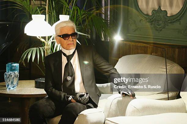 Karl Lagerfeld attends Palazzo FENDI And ZUMA Inauguration on March 10, 2016 in Rome, Italy.