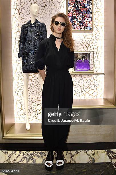 Lindsey Wixson attends Palazzo FENDI And ZUMA Inauguration on March 10, 2016 in Rome, Italy.