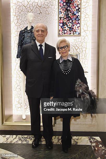 Anna Fendi and Giuseppe Tedesco attend Palazzo FENDI And ZUMA Inauguration on March 10, 2016 in Rome, Italy.