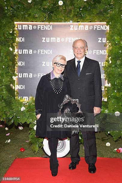 Anna Fendi and Giuseppe Tedesco attend Palazzo FENDI And ZUMA Inauguration on March 10, 2016 in Rome, Italy.