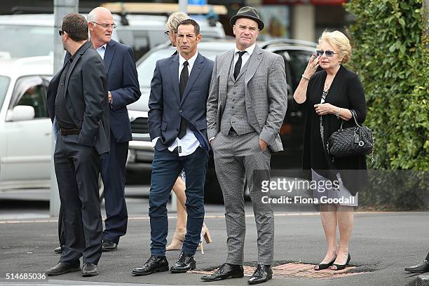 Former Black Caps Dion Nash and Adam Parore arrive at the funeral service for Martin Crowe on March 11, 2016 in Auckland, New Zealand. Former New...