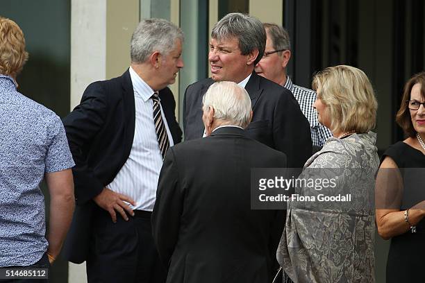Former New Zealand cricketer Martin Sneddon arrives at the funeral service for Martin Crowe on March 11, 2016 in Auckland, New Zealand. Former New...