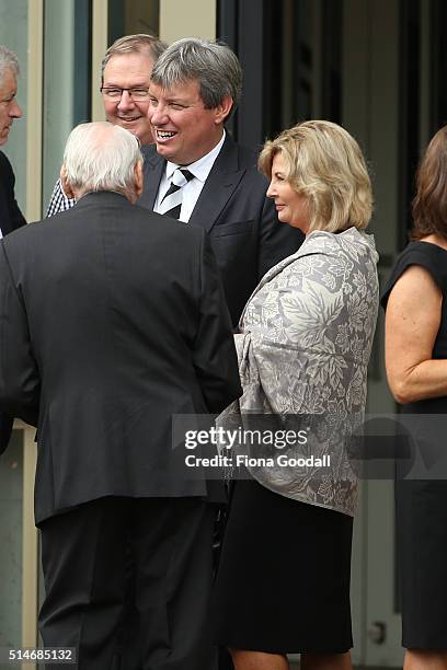 Former New Zealand cricketer Martin Sneddon arrives at the funeral service for Martin Crowe on March 11, 2016 in Auckland, New Zealand. Former New...