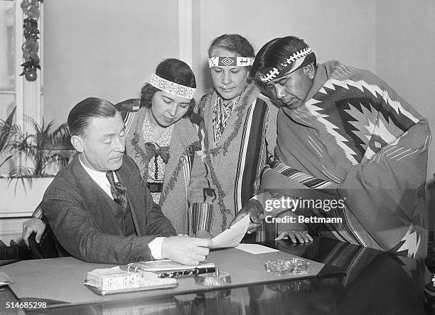 Three California delegates from the Indian Rights Association meet with Representative Harry Shepard of California to put their claims before...