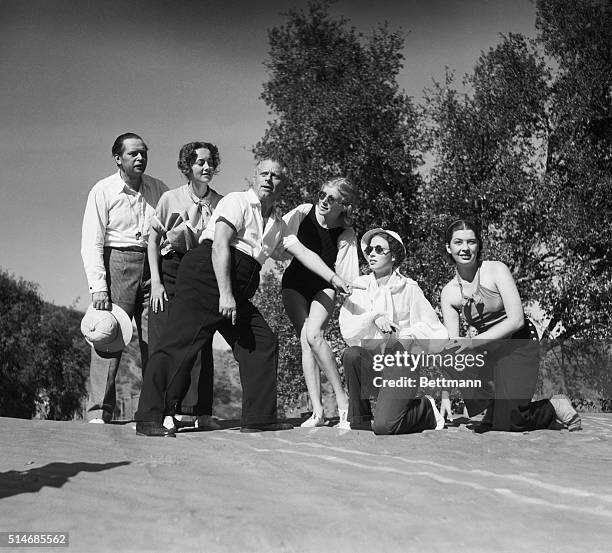 An acting troupe directed by Max Rheinhardt rehearses "A Midsummer Night's Dream" at the Hollywood Bowl.