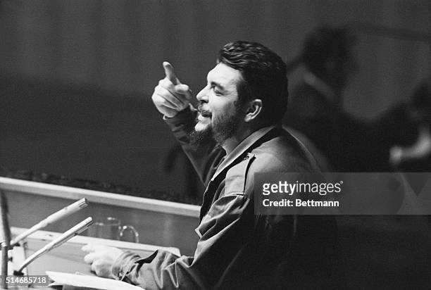 Latin American revolutionary Ernesto "Che" Guevara debates de-nuclearization of the Western Hemisphere in the General Assembly of the United Nations.