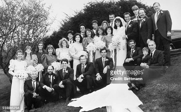 Wedding party of Maria Shriver and Arnold Schwarzenegger at the Shriver home in Hyannisport. The bridesmaids from the left are: Renee Schink,...