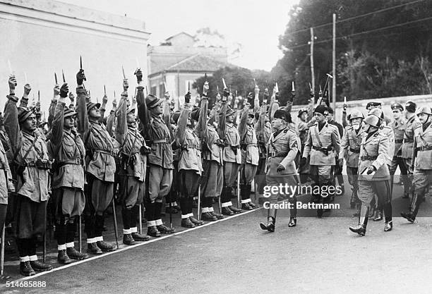 Rome, Italy: A big review of blackshirt militia by Signor Mussolini, on the Viale Romania in Rome, recently was one of the events celebrating the...