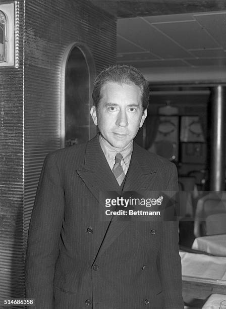 New York, NY Jean Paul Getty, oil operator of New York and Los Angeles upon his arrival in New York aboard the S. S. Conte Di Savoia 11/23 from...