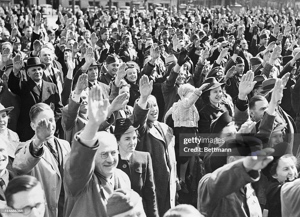 People Cheer and Salute Hitler