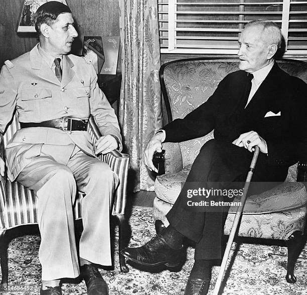 Washington, DC: In a solemn 11-minute meeting, General of the Armies John J. Pershing and France's General Charles de Gaulle conversed informally on...