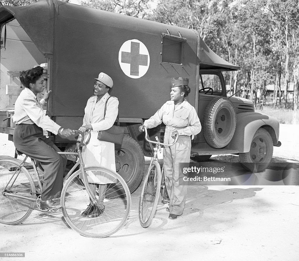 American Military Nurses Stand by Ambulance