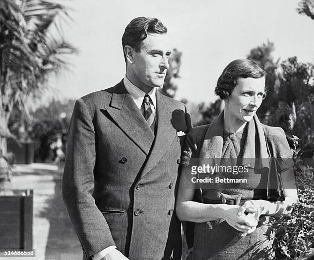 Miami, Florida: Captain the Lord Louis Mountbatten, cousin to the King of England, and intimate friend of the Duke of Windsor, with Lady Mountbatten...