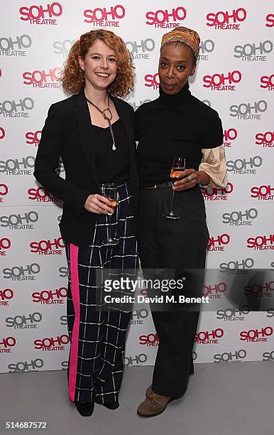 Jessie Buckley and Noma Dumezweni attend the Soho Theatre Gala 2016 at The Vinyl Factory on March 10, 2016 in London, England.