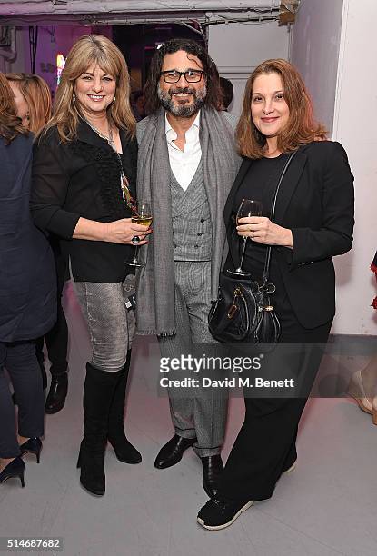 Carole Ashby, Hani Farsi and Barbara Broccolli attend the Soho Theatre Gala 2016 at The Vinyl Factory on March 10, 2016 in London, England.
