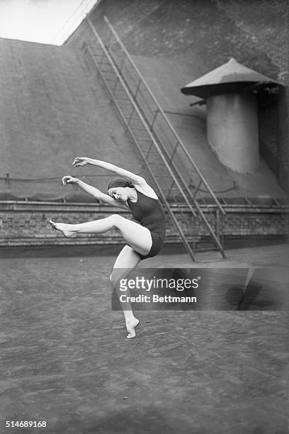 Dancer Martha Graham performs on a Boston rooftop.