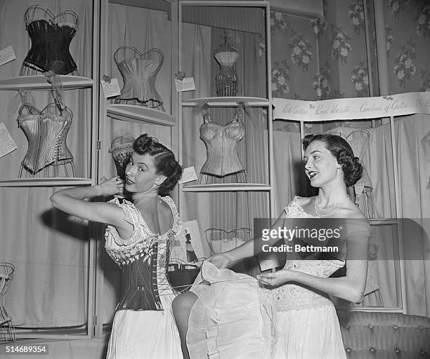 New York, NY: Dedication of the Roth Creations Royal Worcester "Cavalcade of Corsetry" Museum at 39 West 34th Street showroom. Hazel Patterson, in...