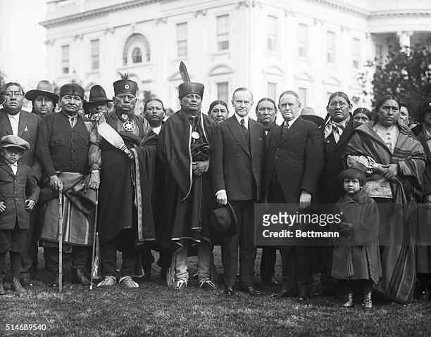 Washington, DC: Osage Indians in Washington regarding their oil lands in Oklahoma were presented to the President Saturday by Indian Commissioner...
