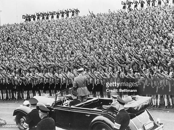 Nuremberg,Germany...Impressive in its interpretation of the Loyalty of German youth to Chancellor Adolf Hitler is this picture made during the...