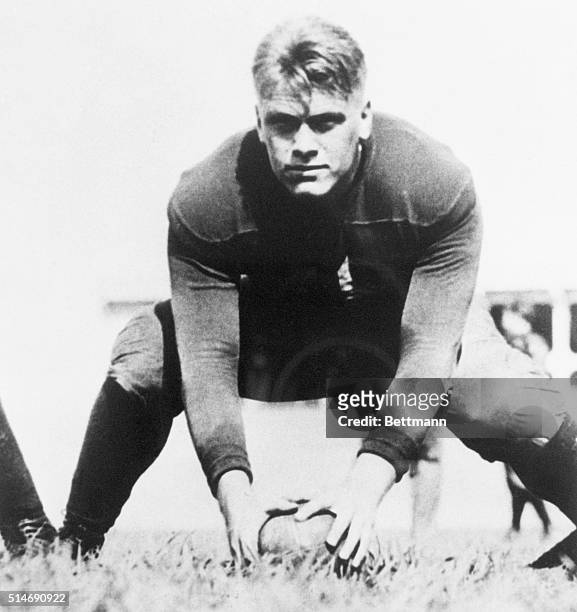 Future president Gerald Ford, pictured during his time at the University of Michigan as the center of the Wolverines football team.