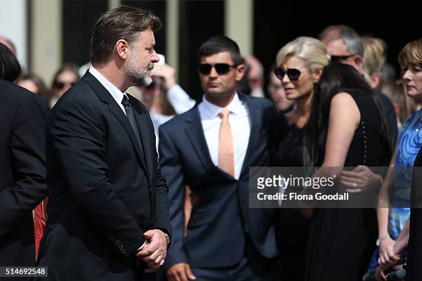 Wife Lorraine Downes and family after the funeral service for Martin Crowe on March 11, 2016 in Auckland, New Zealand. Former New Zealand cricketer...