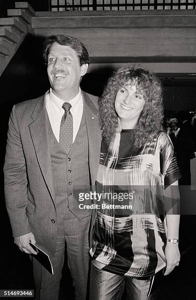 Heiress and SLA kidnapping victim Patty Hearst with her husband Bernard Shaw at the tenth anniversary party for People Magazine at Lincoln Center.