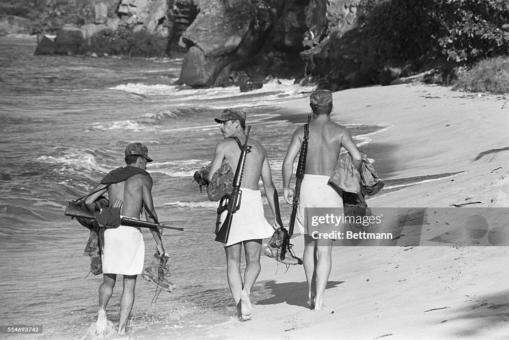 Soldiers Strolling on Grenada Beach