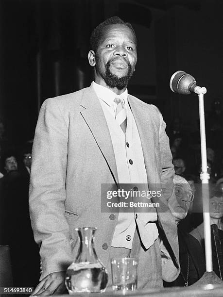 Deputy President of the African National Congress, Oliver Tambo, speaks at a Christian Action meeting in Westminster Abbey. London, May 11, 1960.