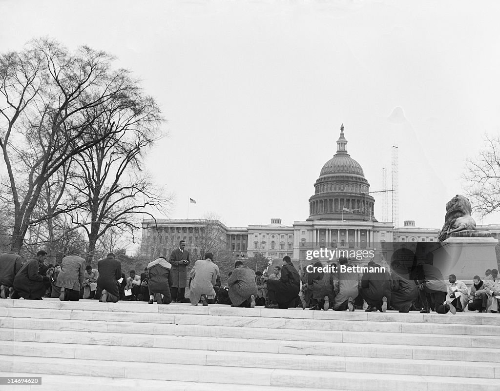 Civil Rights Demonstrators Praying Near Capitol Building
