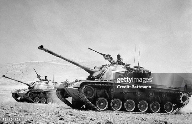 Jordanian military tanks on the border of Israel, just before the start of the Six-Day War. Within two days Jerusalem would be within Israeli...