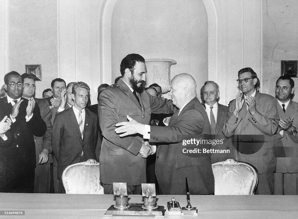 Khrushchev and Castro Shaking Hands