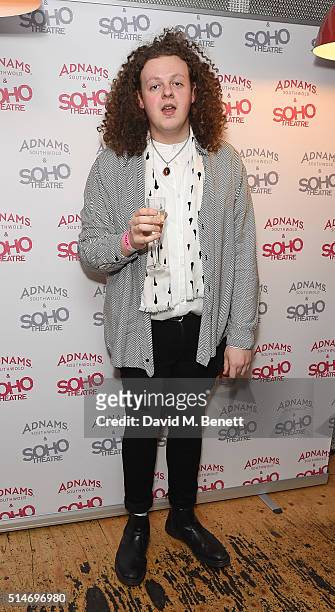 Jack Rooke attends the Soho Theatre's Alternative Gala party at The Soho Theatre on March 10, 2016 in London, England.