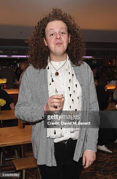 Jack Rooke attends the Soho Theatre's Alternative Gala party at The Soho Theatre on March 10, 2016 in London, England.