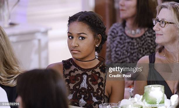 Sasha Obama attends a State Dinner at the White House March 10, 2016 in Washington, D.C. Hosted by President and First Lady Obama, the dinner is in...