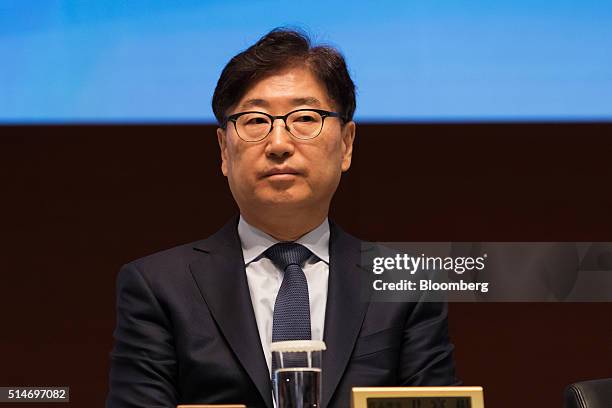 Yoon Boo Keun, president and co-chief executive officer of Samsung Electronics Co., attends the company's annual general meeting at the Seocho office...